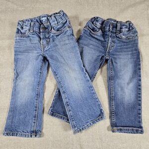 OshKosh B'gosh Denim Jeans Lot of 2 Boot Cut & Straight Cut Boys 2T Distressed